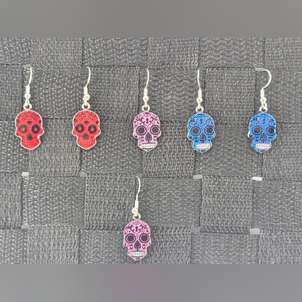 3 Pair Candy Skull Earrings